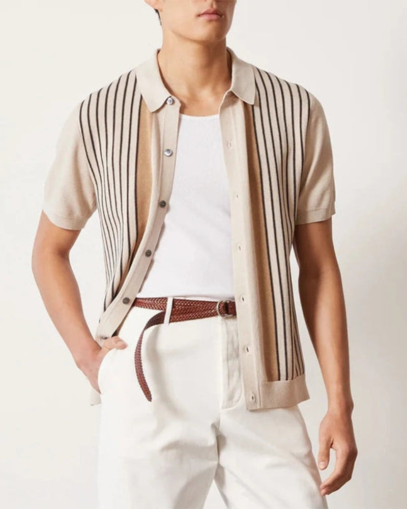 Knitted Polo Shirt – Retro Stripe [Heritage Collection]