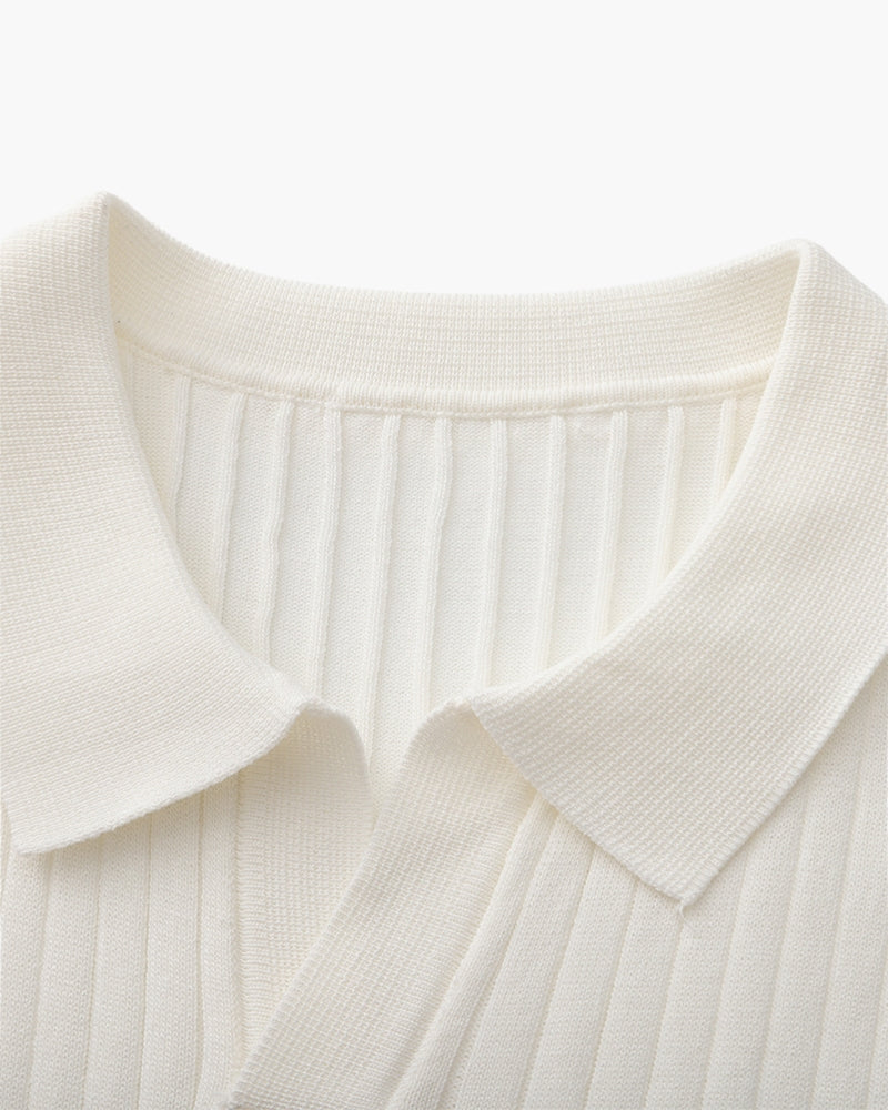 Knitted Polo Shirt – Ribbed Knit [Quiet Luxury Pick]