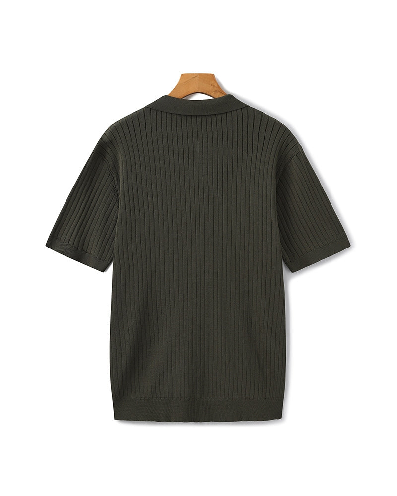 Knitted Polo Shirt – Ribbed Knit [Quiet Luxury Pick]