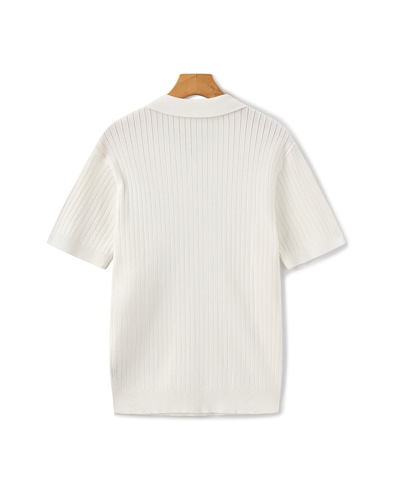 Knitted Polo Shirt – Ribbed Knit [Quiet Luxury Pick]