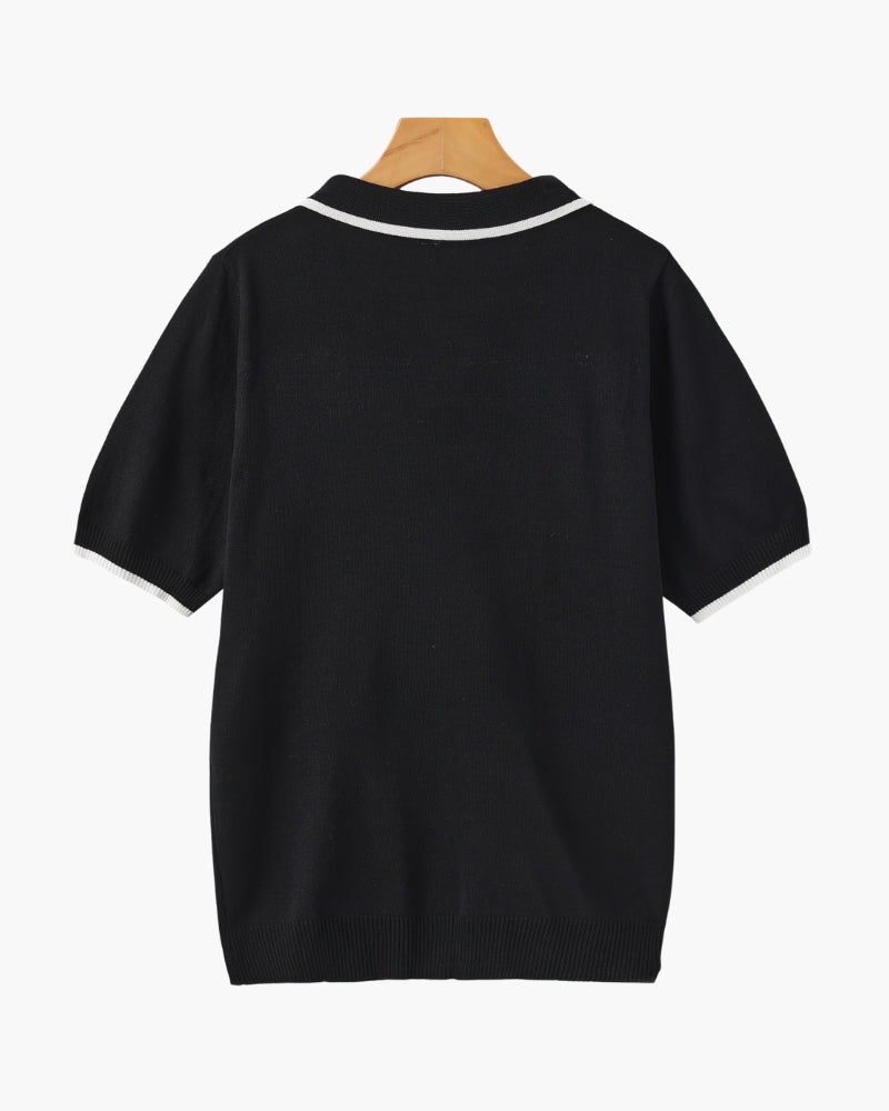 Knitted Polo Shirt – Open-Collar [Quiet Luxury Pick]