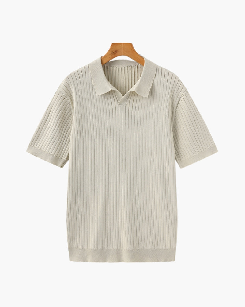 Knitted Polo Shirt – Ribbed Knit [Quiet Luxury Pick]