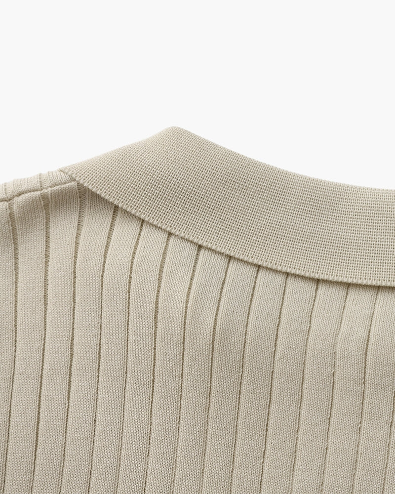 Knitted Polo Shirt – Ribbed Knit [Quiet Luxury Pick]