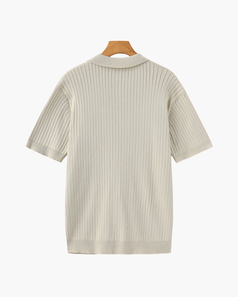 Knitted Polo Shirt – Ribbed Knit [Quiet Luxury Pick]