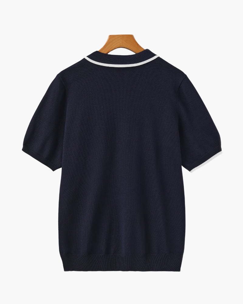 Knitted Polo Shirt – Open-Collar [Quiet Luxury Pick]