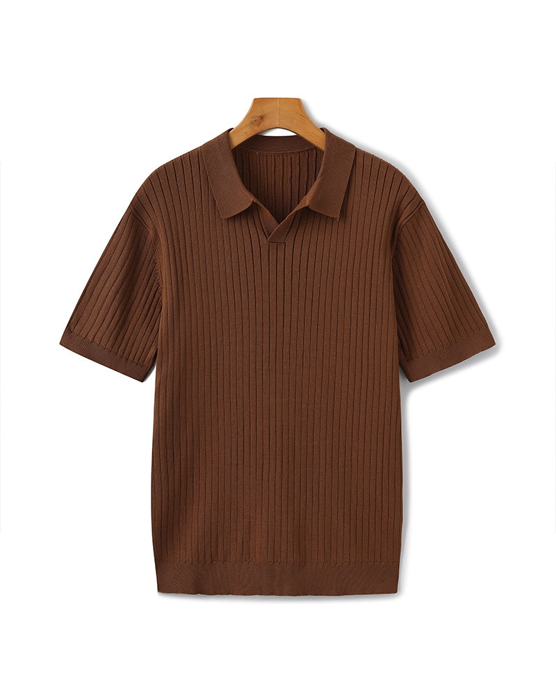 Knitted Polo Shirt – Ribbed Knit [Quiet Luxury Pick]