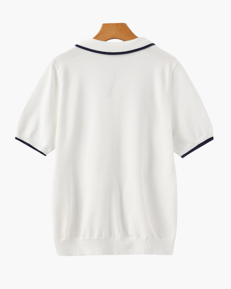 Knitted Polo Shirt – Open-Collar [Quiet Luxury Pick]