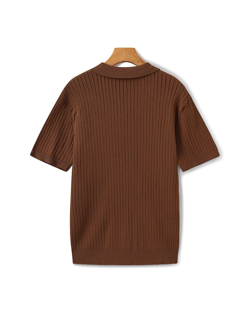Knitted Polo Shirt – Ribbed Knit [Quiet Luxury Pick]