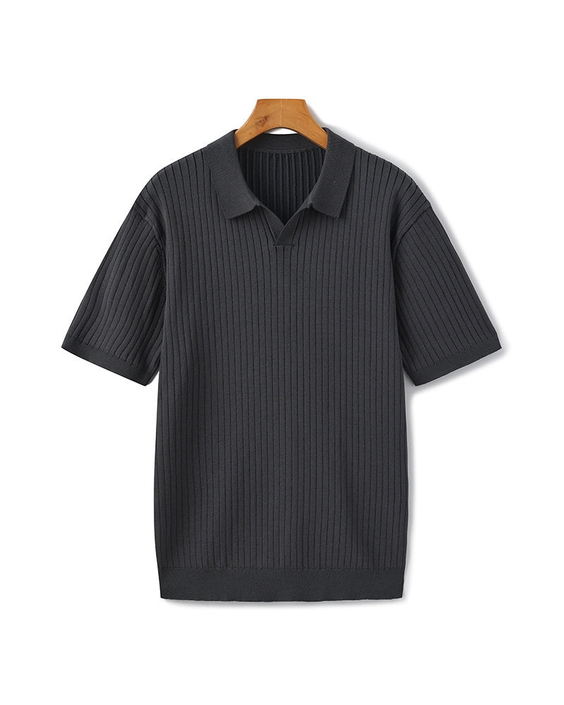 Knitted Polo Shirt – Ribbed Knit [Quiet Luxury Pick]