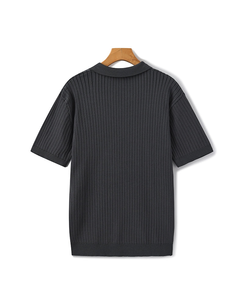 Knitted Polo Shirt – Ribbed Knit [Quiet Luxury Pick]