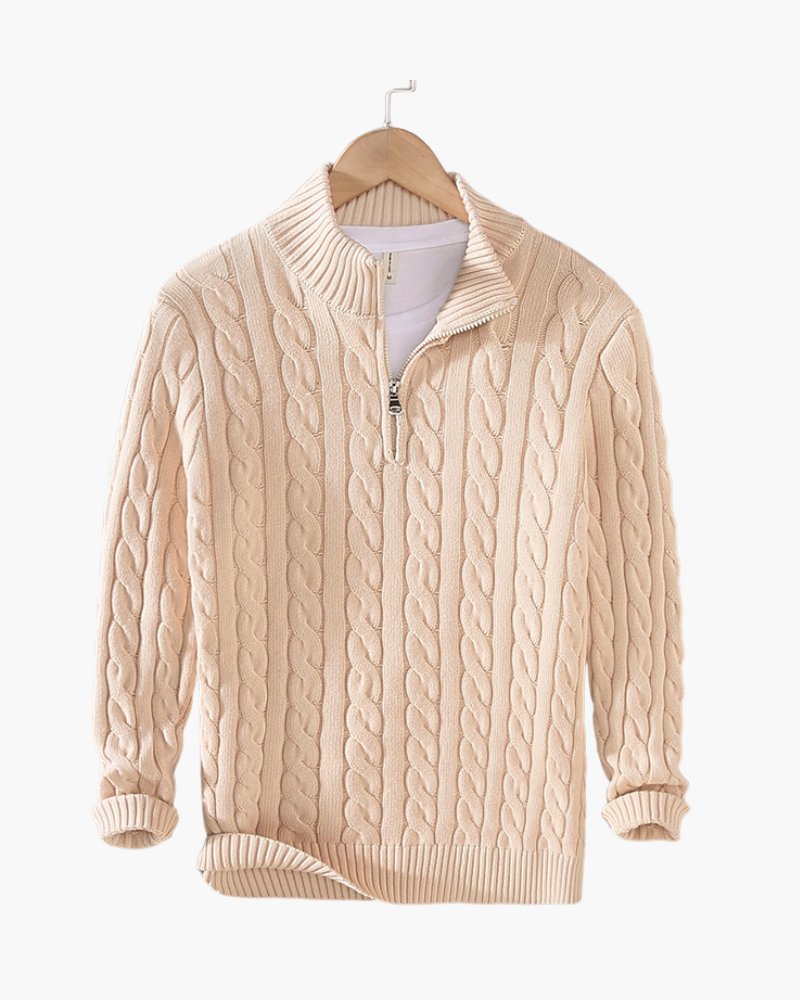 Knitted Sweater – Cable-Knit Half-Zip [Winter Luxury Deal]
