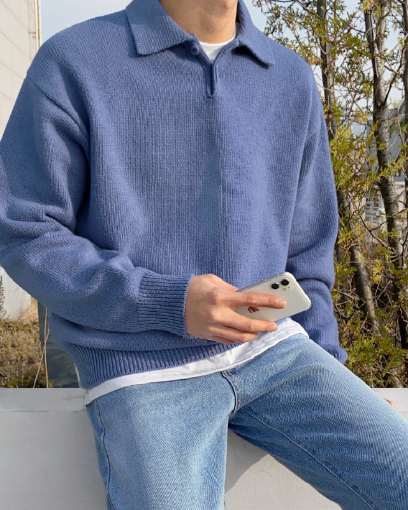 Merino Woolen Button Half Zip